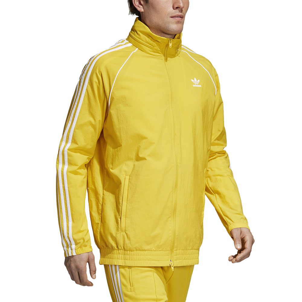 Adidas Men's SST Windbreaker Tribe Yellow 3 Stripe Jacket CW1312 ...