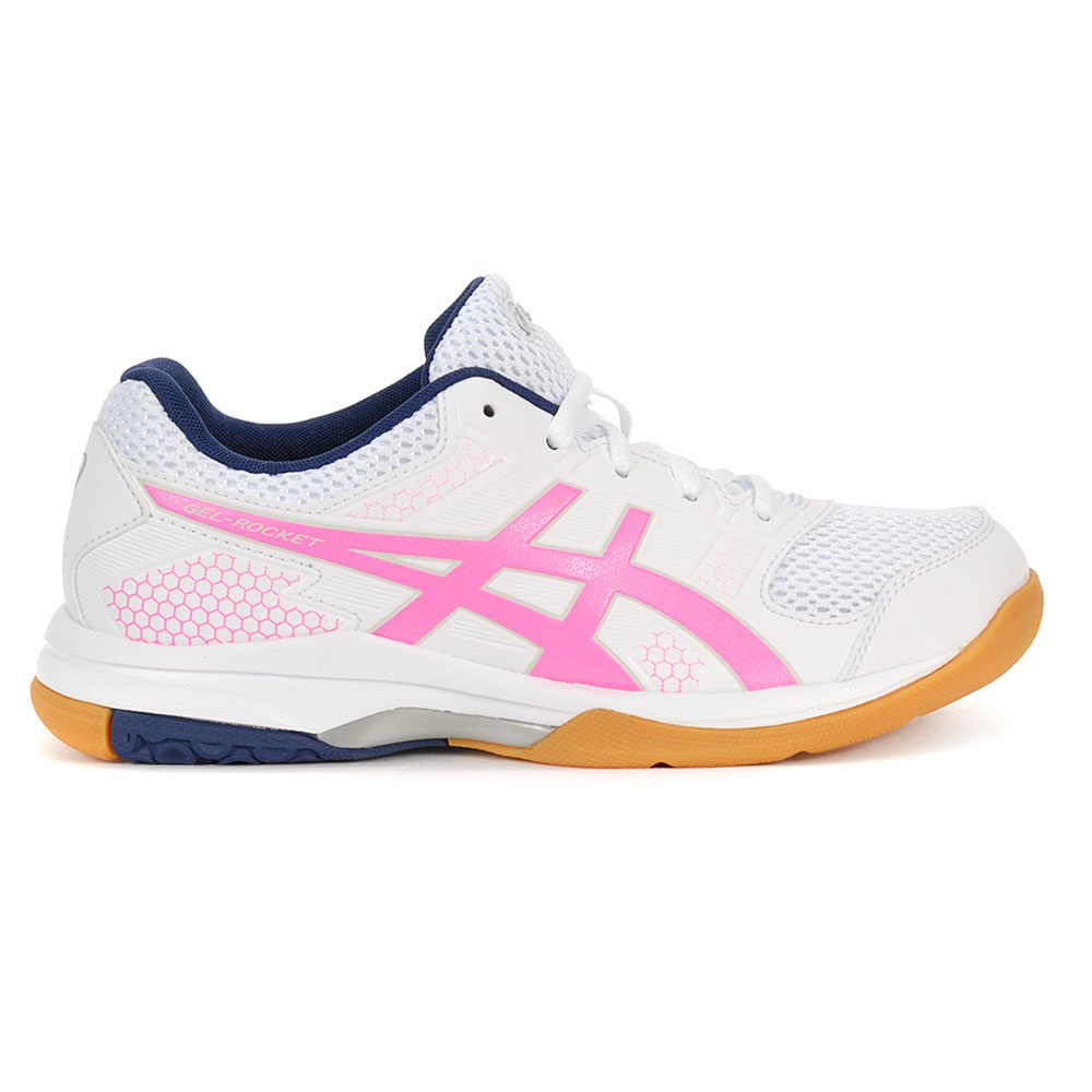 ASICS Women's Gel-Rocket 8 White/Hot Pink Court Shoes B756Y.100 NEW | eBay