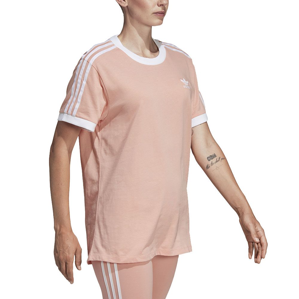 adidas 3 stripe t shirt pink