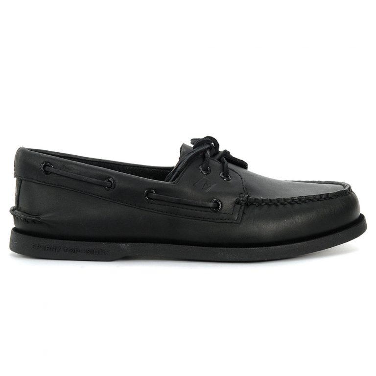 sperry black boat shoes