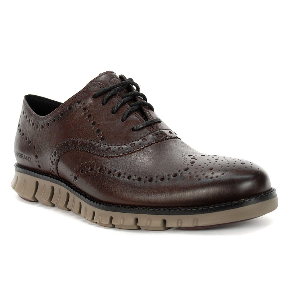 Cole Haan Men's ZEROGRAND Wingtip Oxford Shoes Burnished Wine Leather ...