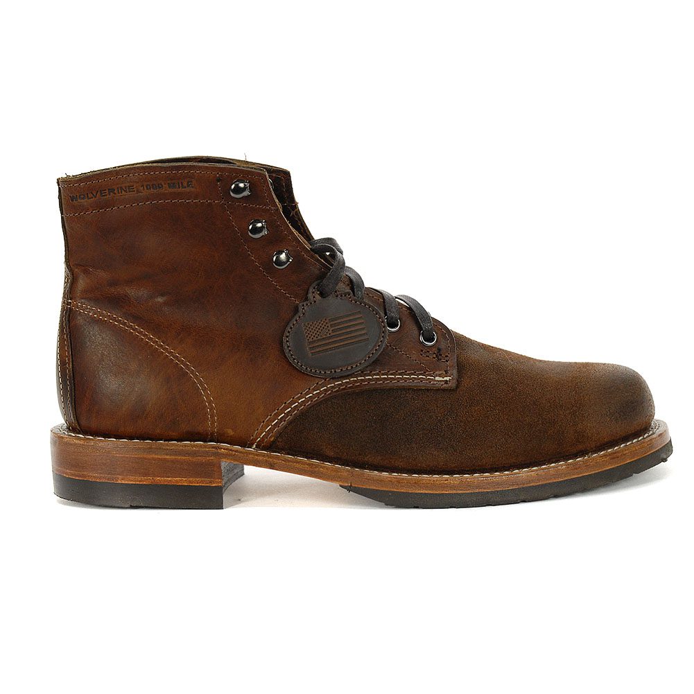 Wolverine Men/'s Evans 1000 Mile Boots Two Tone Brown Leather//Suede W40556