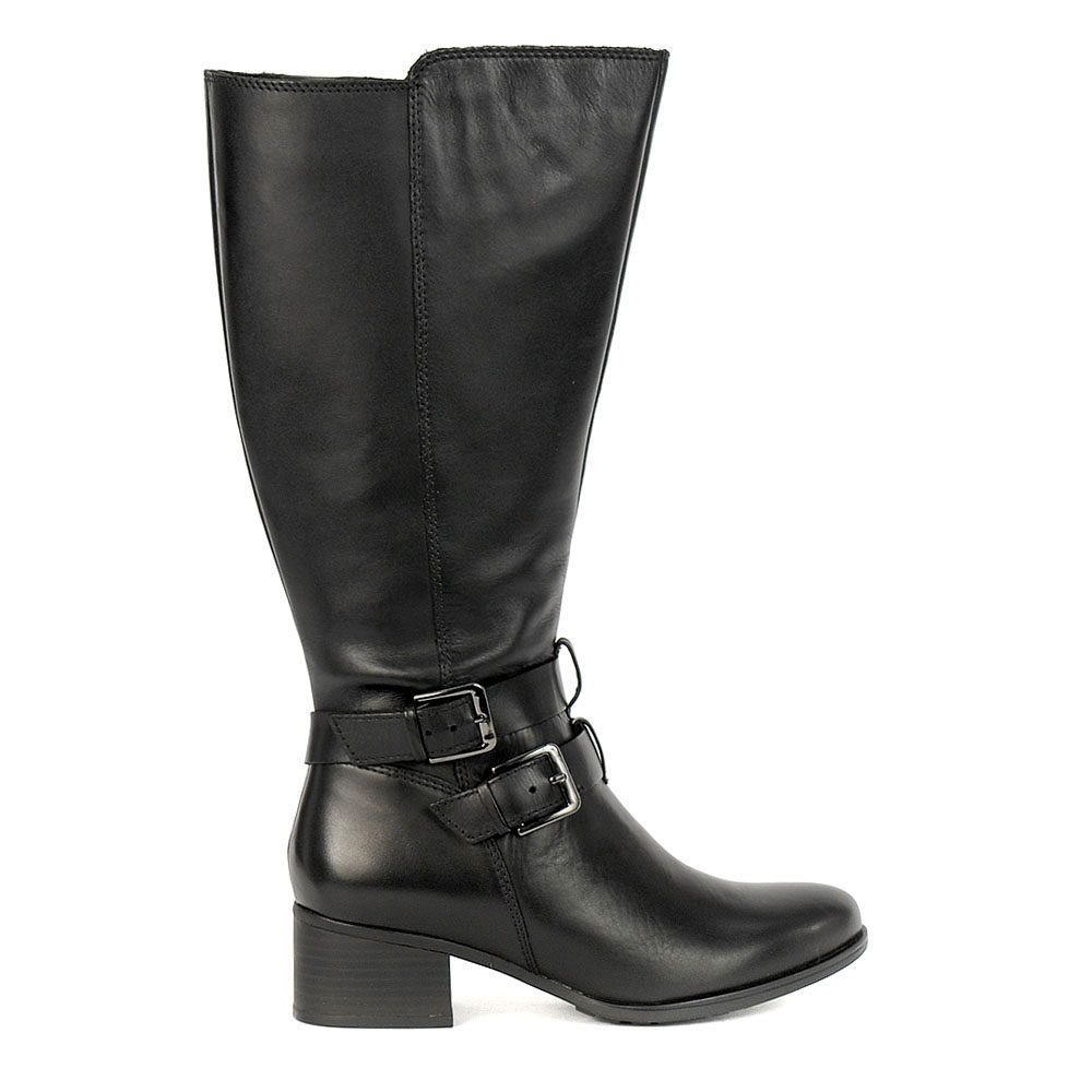 womens black leather boots wide calf