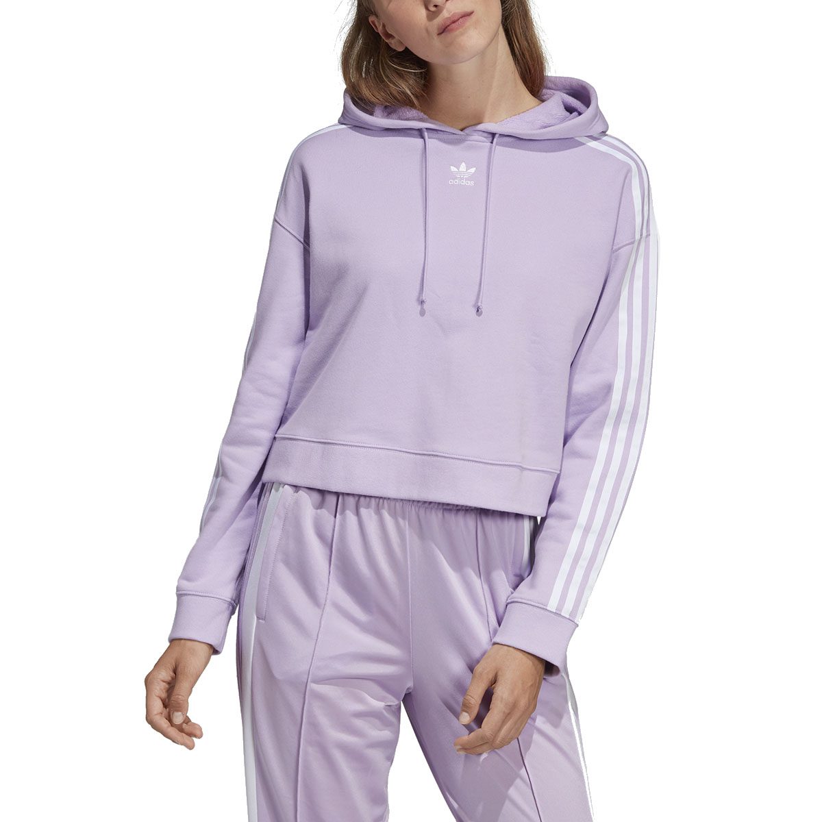 Adidas Originals Women's Cropped Hoodie Purple Glow DX2158 - WOOKI.COM