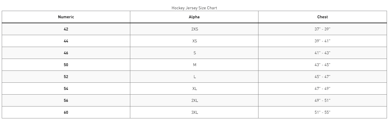 adidas nhl size chart