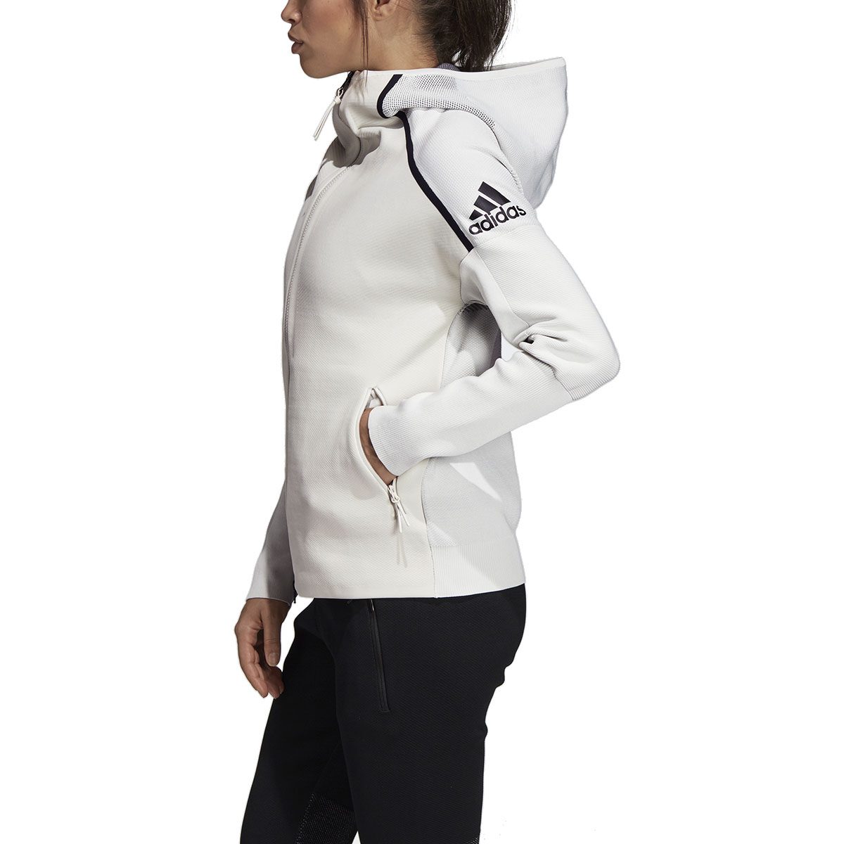 Adidas Athletics Women's Z.N.E PrimeKnit Raw White/Grey Six Hoodie DP3887 -  WOOKI.COM