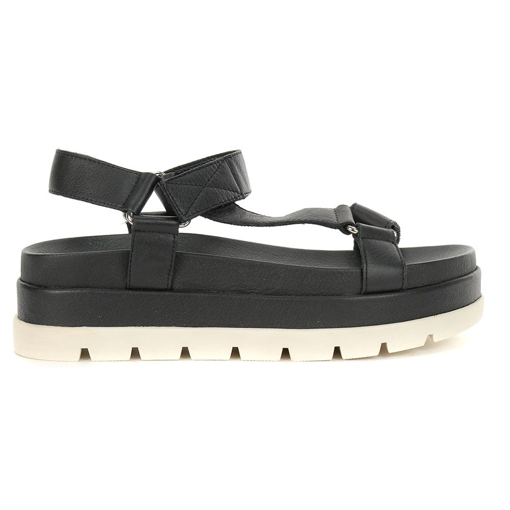 JSlides Women's Blakely Black Leather sandals - WOOKI.COM