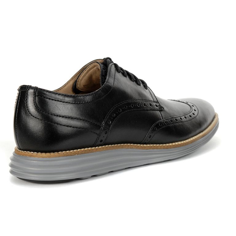 Cole Haan Men's OriginalGrand Wingtip Oxford Black Leather/Ironstone ...