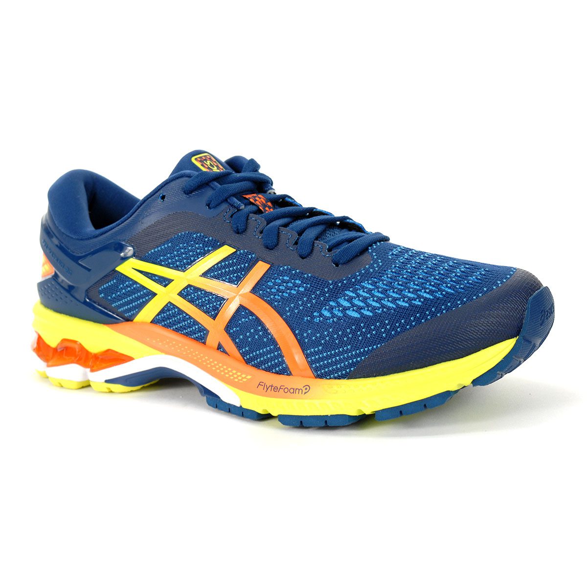 ASICS Men's Gel Kayano 26 Mako Blue/Sour Yuzu Running Shoes 1011A712 ...