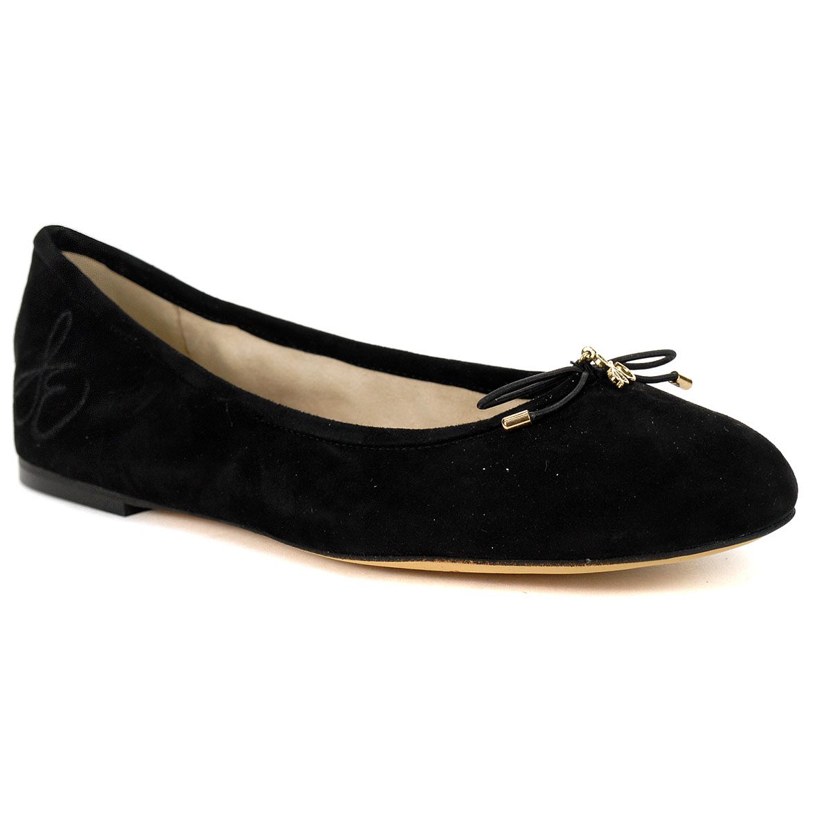 Sam Edelman Felicia Black/Kid Suede Leather Flat Ballet Shoes ...