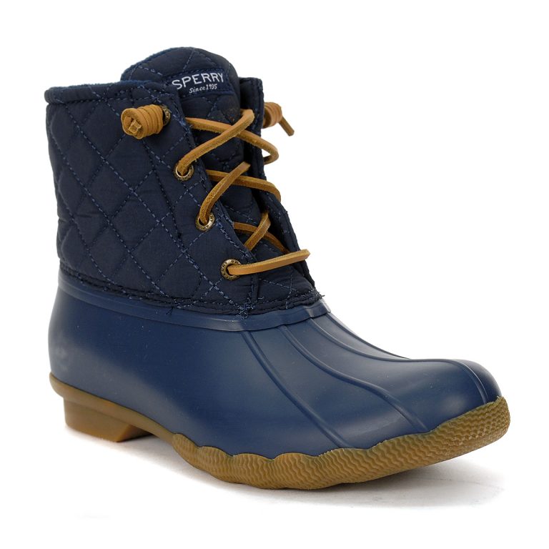 sperry duck boots navy and tan