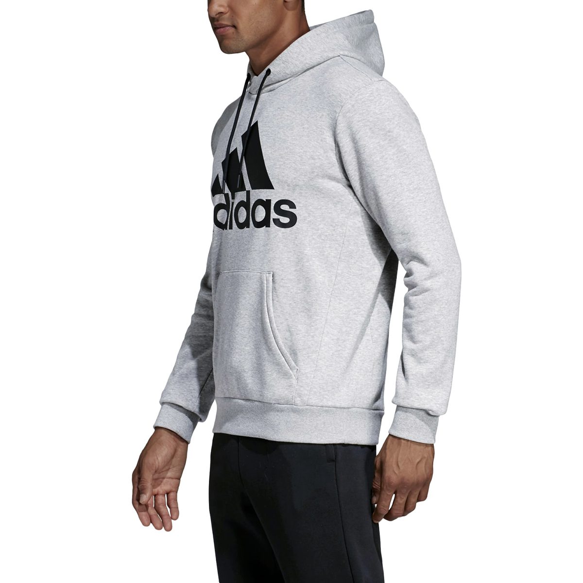 Adidas Men's Must Haves Badge of Sport Medium Grey Heather/Black Hoodie  DT9947 - WOOKI.COM