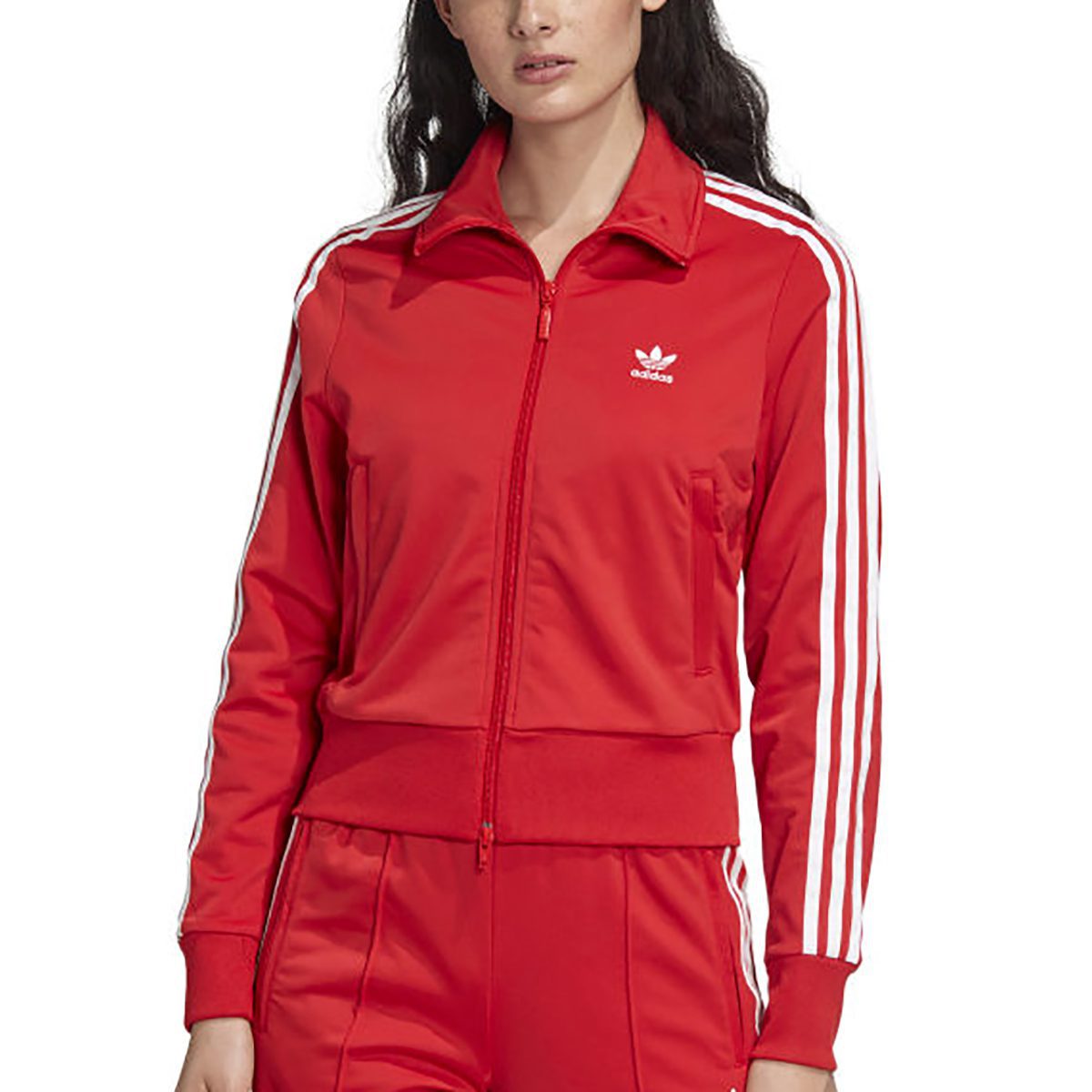 women's red and white adidas jacket