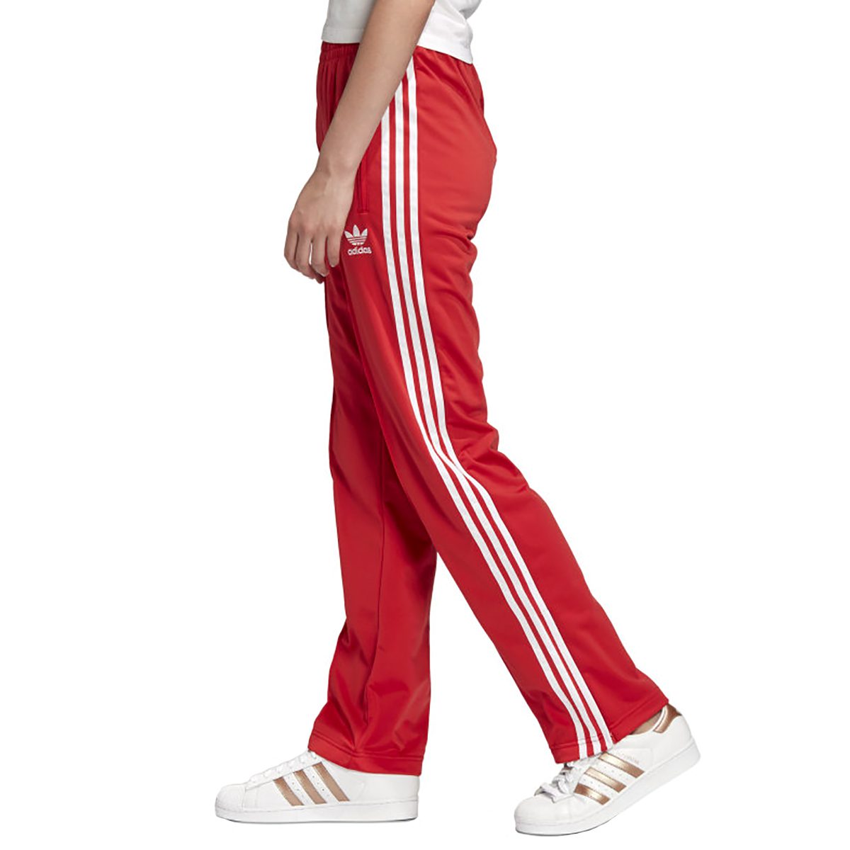 red and white adidas track pants