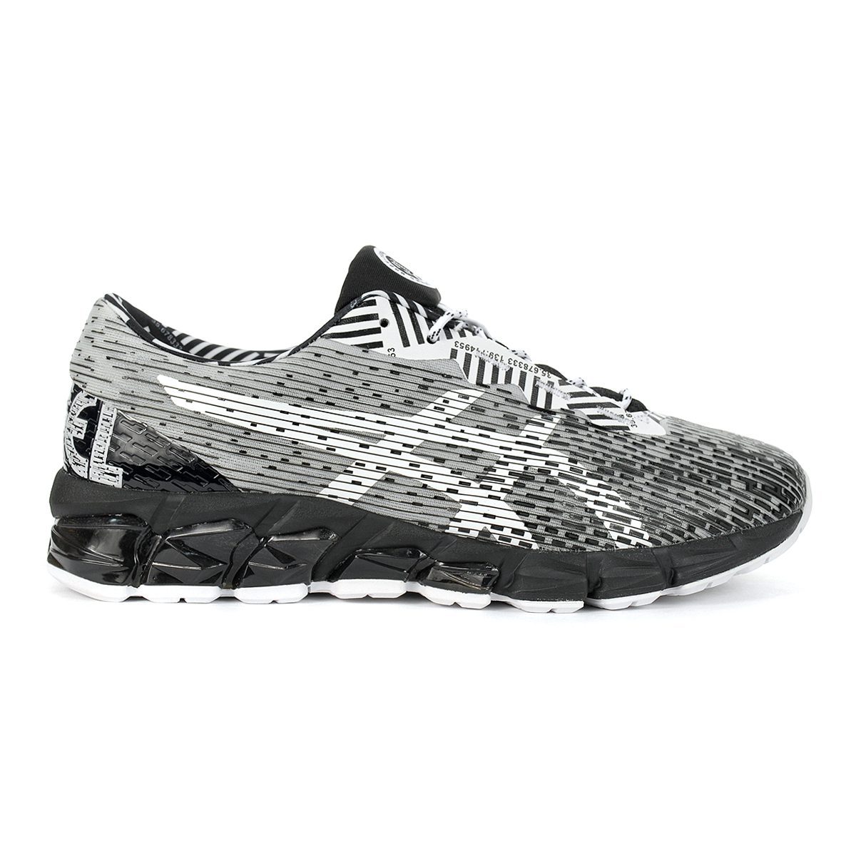 black and white asics running shoes