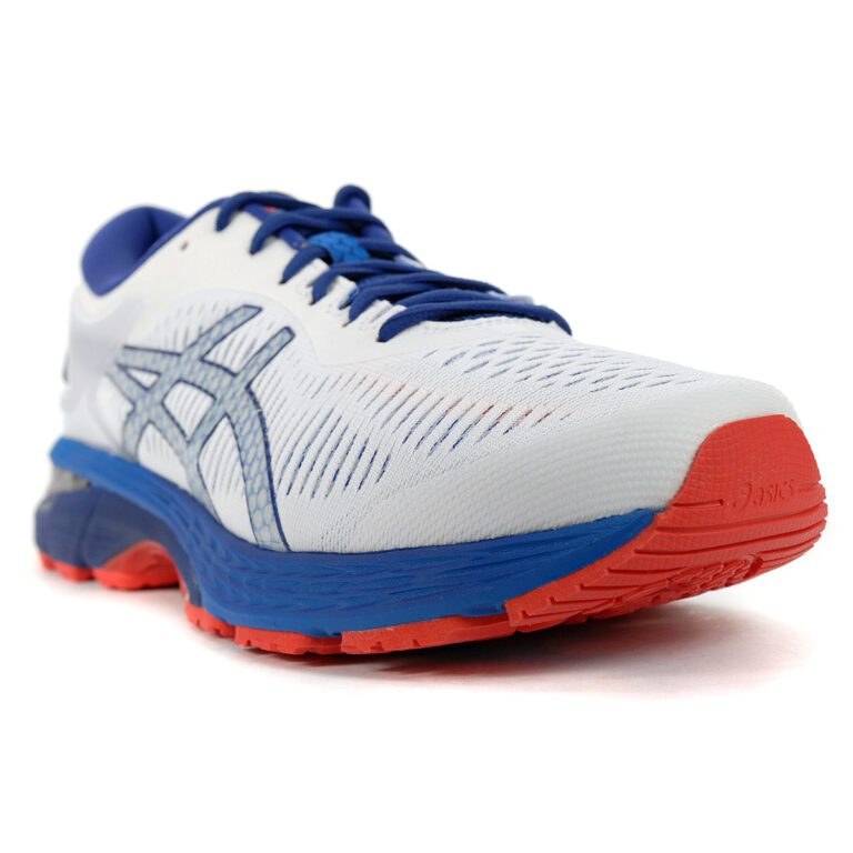 ASICS Men�s GelKayano 25 White/Blue Print Running Shoes