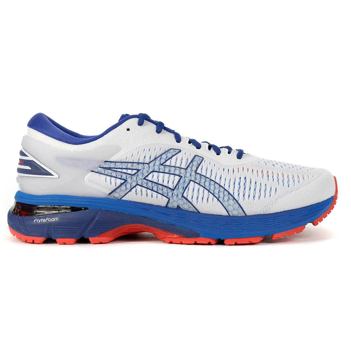 ASICS Men�s GelKayano 25 White/Blue Print Running Shoes