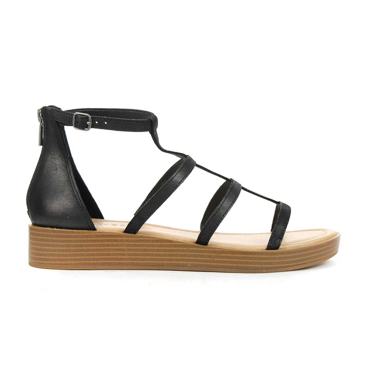 Lucky Brand Ellian Black Leather Strappy Sandals - WOOKI.COM
