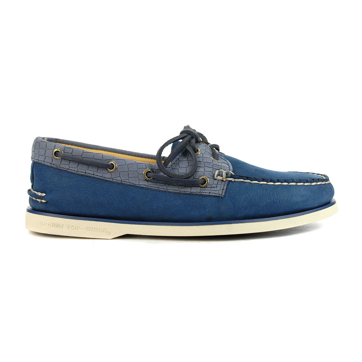 Sperry Men's Gold Cup AO 2-Eye Croc Embossed Navy Boat Shoes STS23806 ...