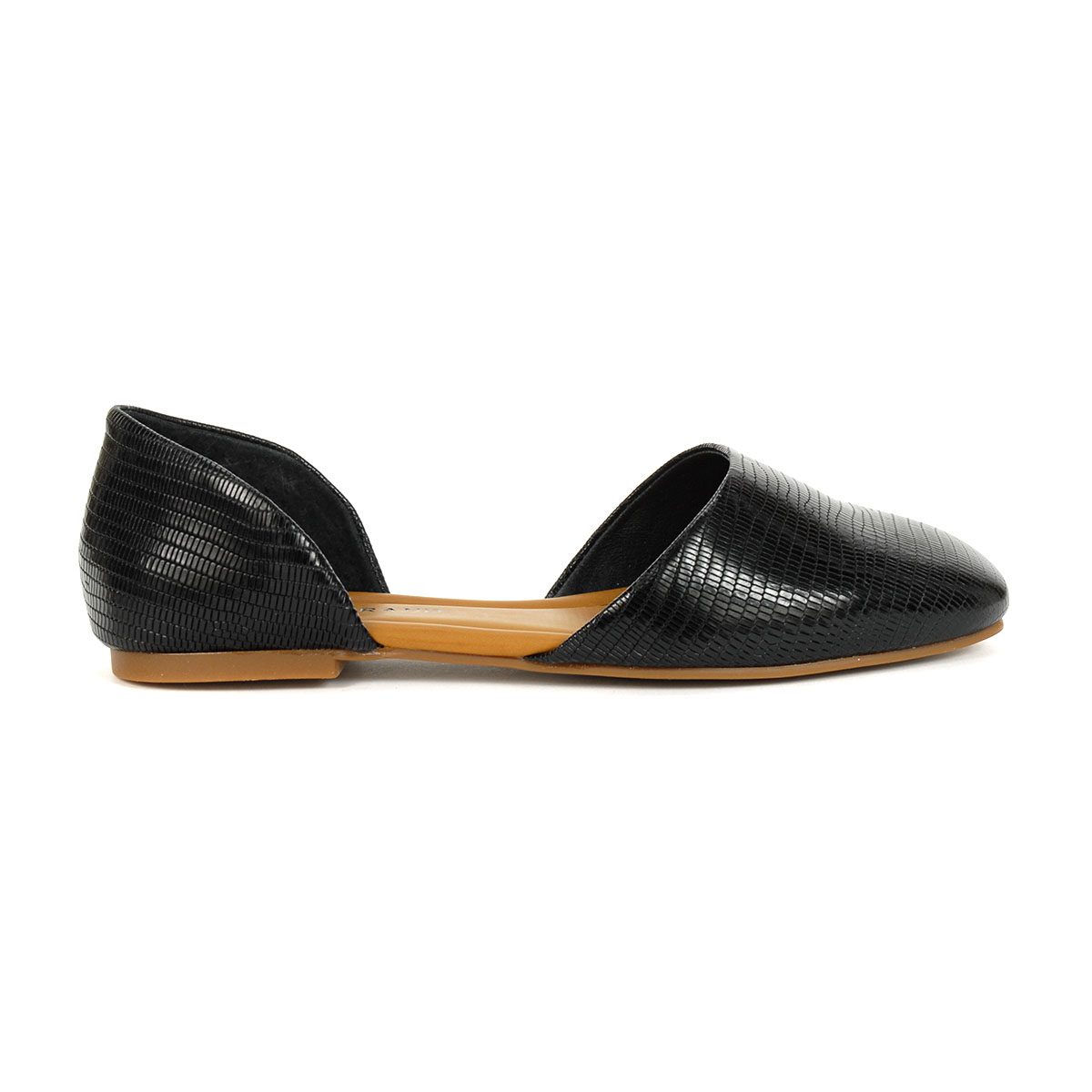 Lucky Brand Drowe Black/Lezard Cut Flat Sandals - WOOKI.COM