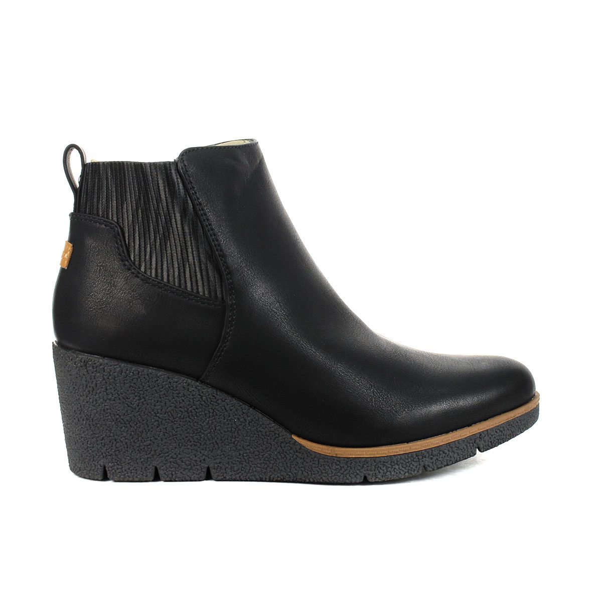 Dr. Scholl's Lean In Black Leather Wedge Booties - WOOKI.COM