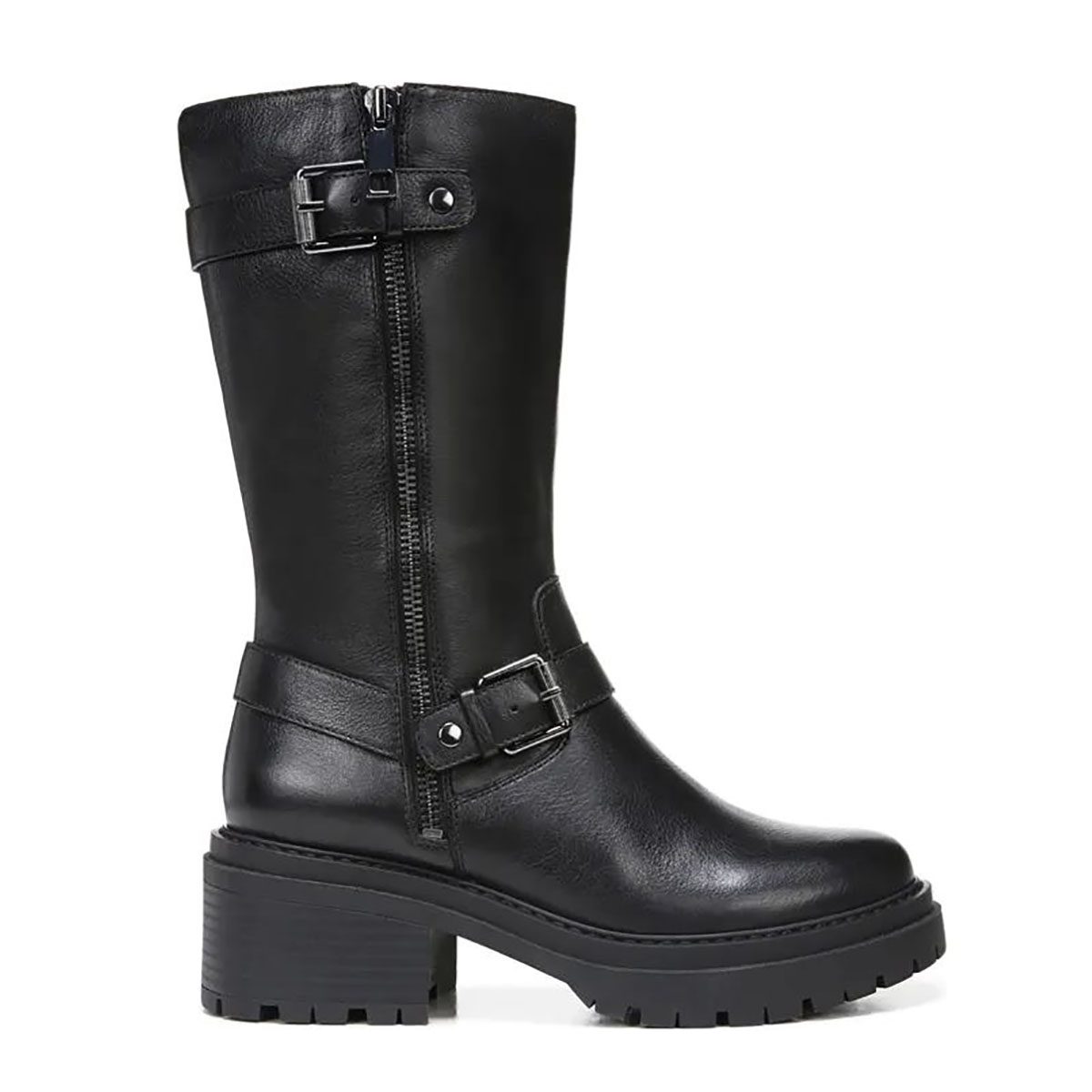 Naturalizer Jager Black Mid Calf Leather Boots H7227L3001 - WOOKI.COM