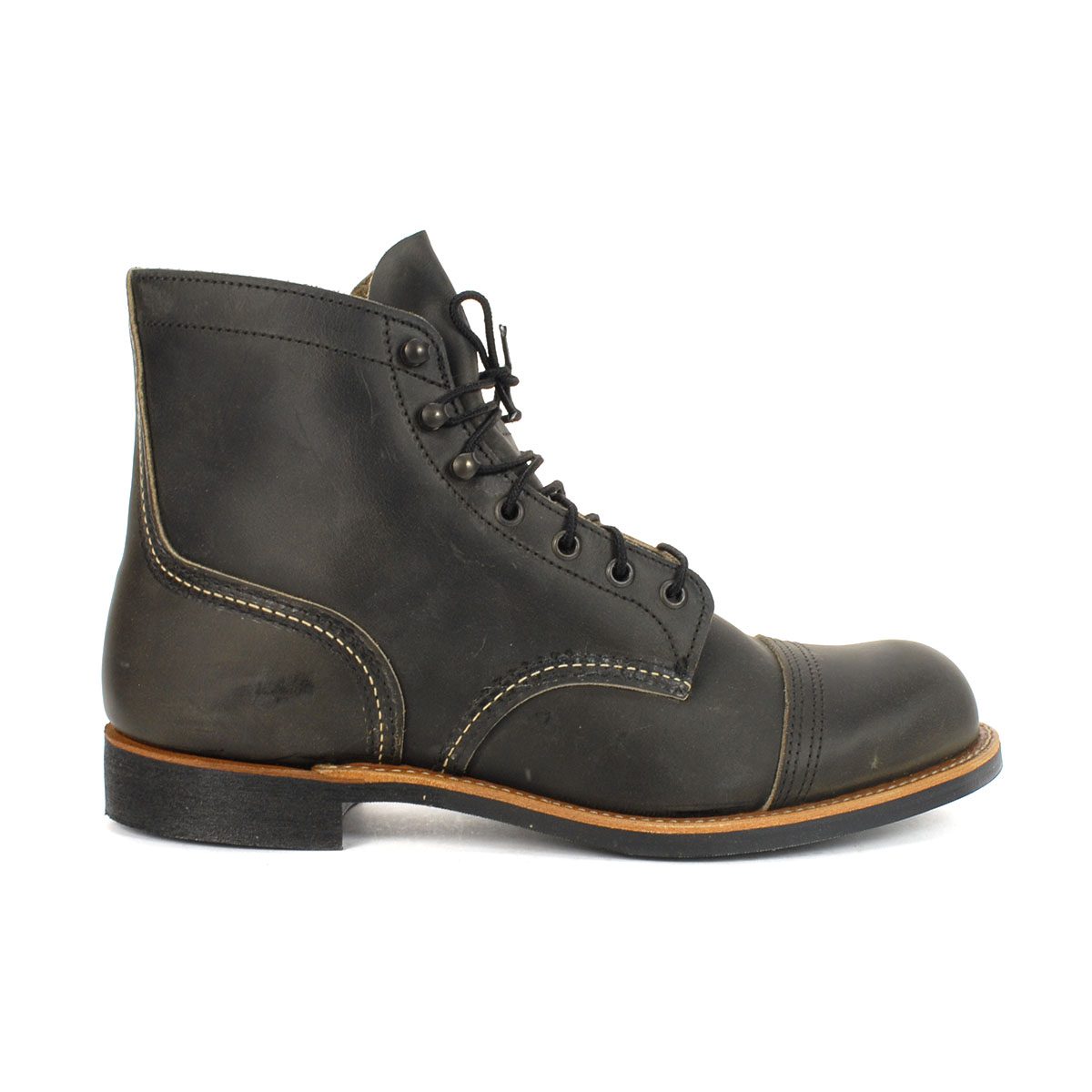 Red Wing Men's Iron Ranger Charcoal Leather Boots 08086D - WOOKI.COM