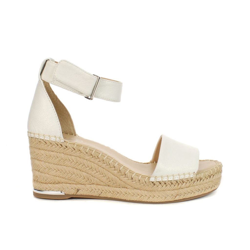 Franco Sarto Clemens White Bazini Leather Wedge Sandals - WOOKI.COM