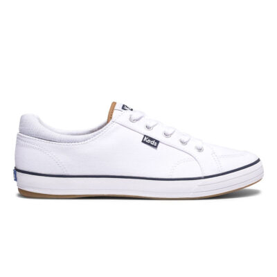 Keds Center II White Canvas Stripe Sneakers WF64232