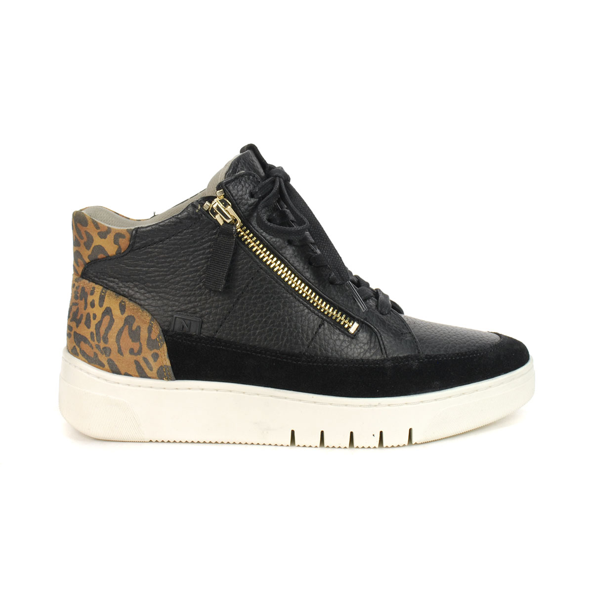 Naturalizer Hadley_Hi Black Leather/Suede Cheetah High top Sneakers