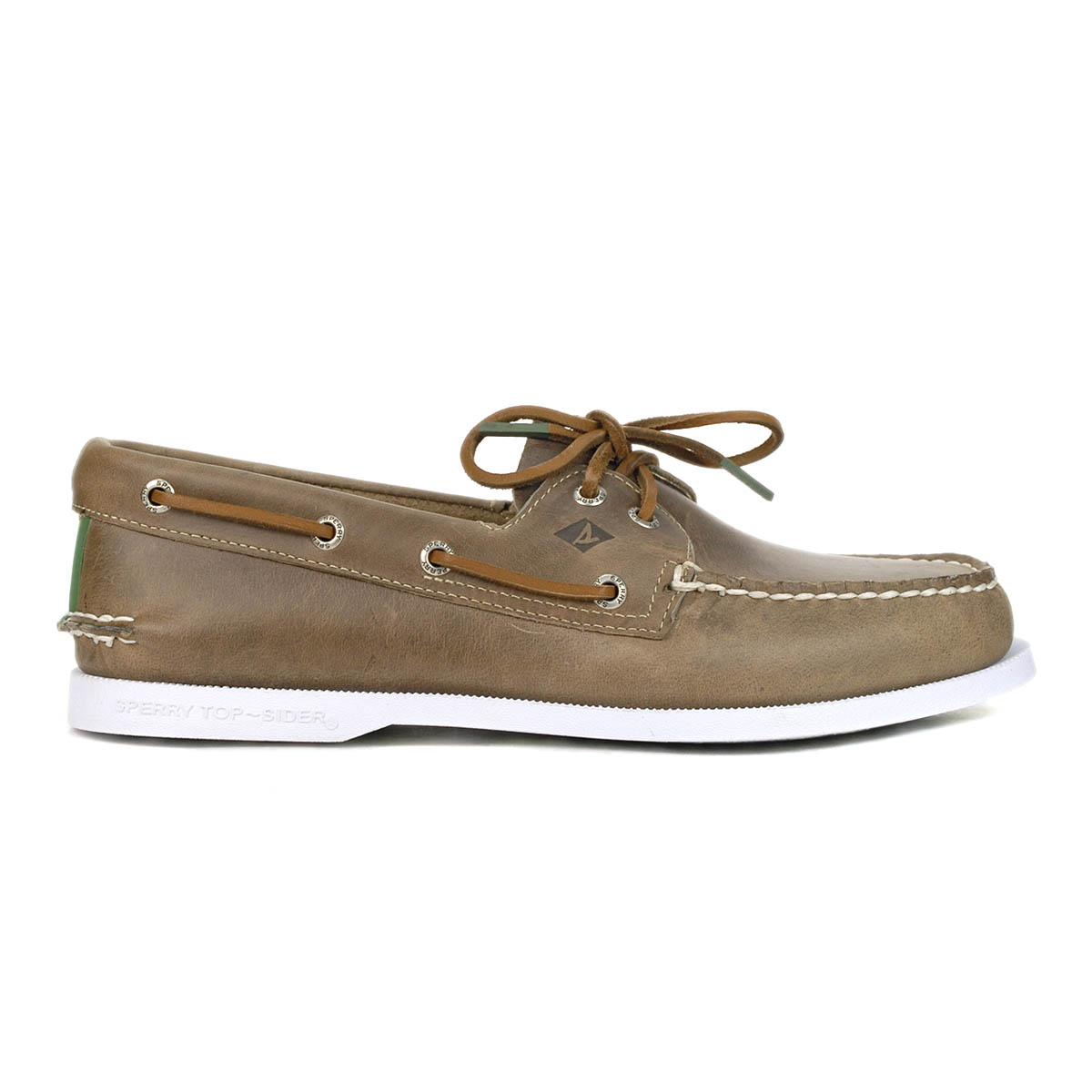 Sperry Mens Taupe Navy Boat Shoes 
