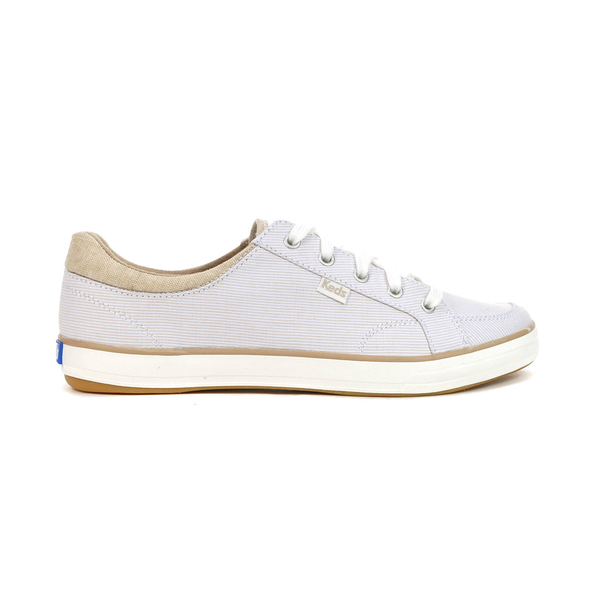 Keds Center II Beige Chambray Striped Sneakers WF65937 