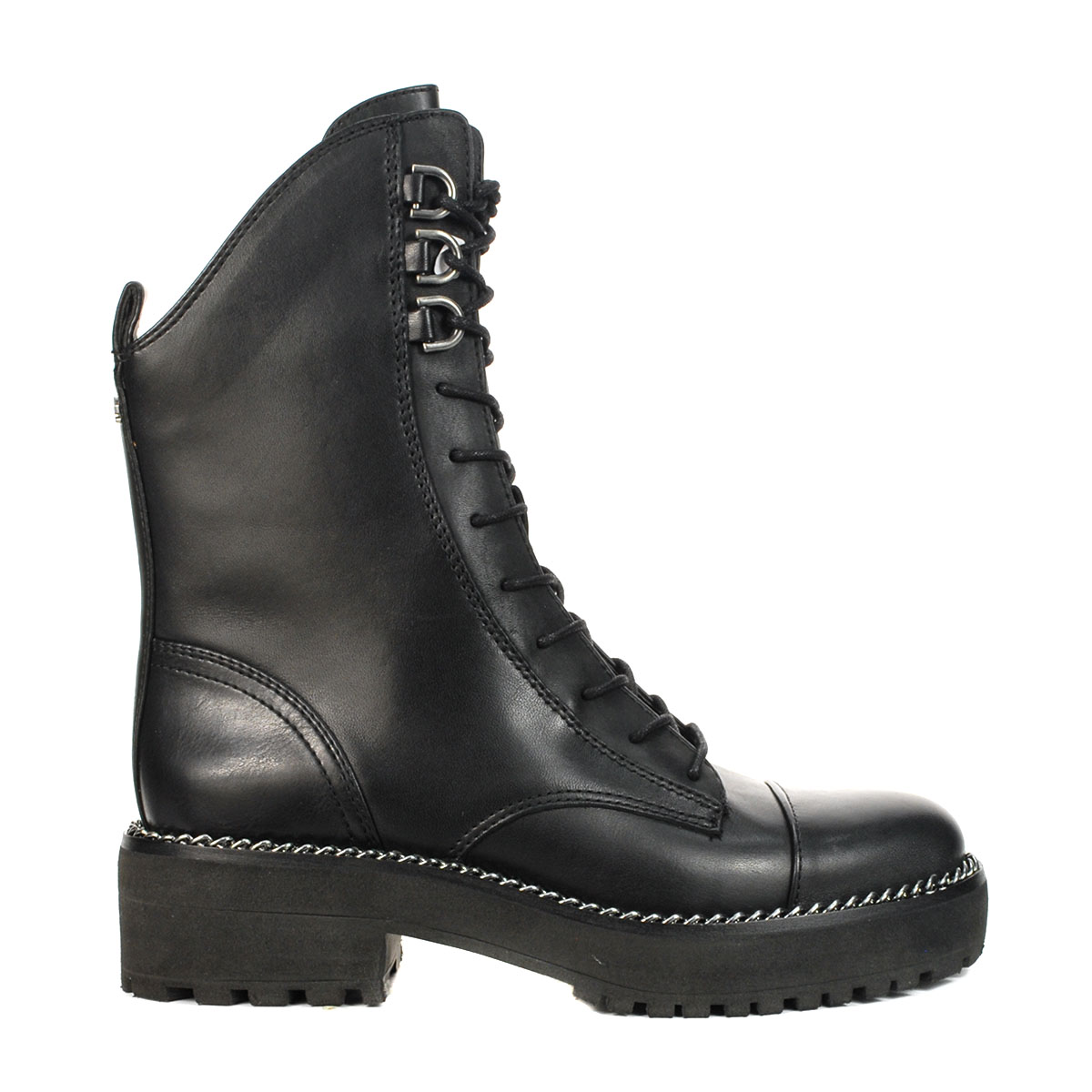 Sam Edelman Lenley Black Calabria Leather Combat Boots H8592L1001