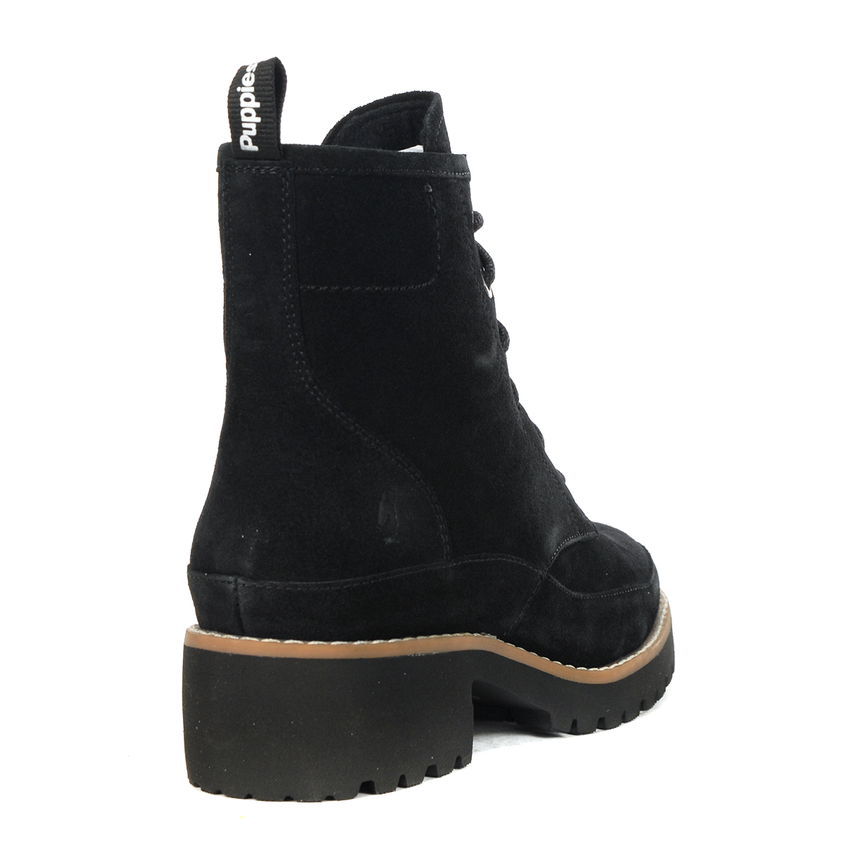 Hush Puppies Amelia Lace Bold Black Suede Lug Boots HW06865-001 