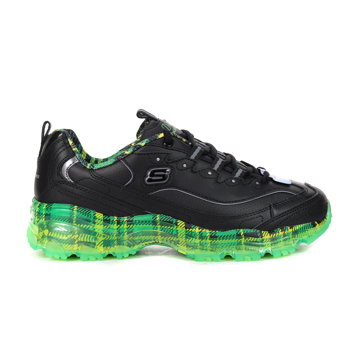 Skechers Women's D'Lites Crystal - Glam Rocker Black/Lime Running Shoes -  