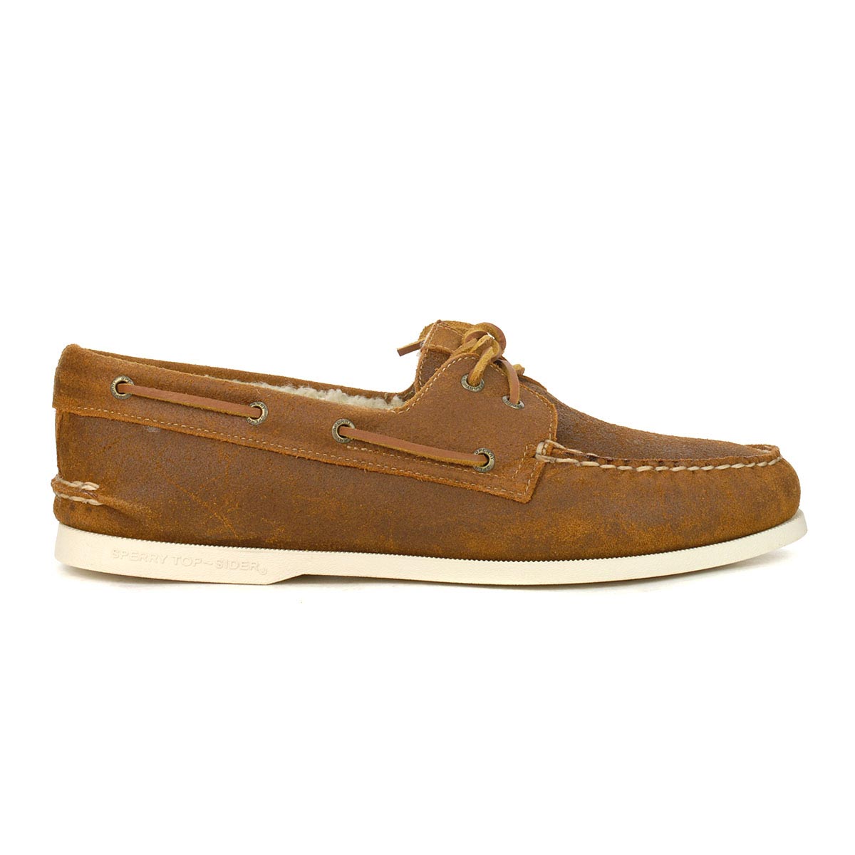 Sperry Men's Authentic Original 2-Eye Seacycled Shearling Tan Boat ...