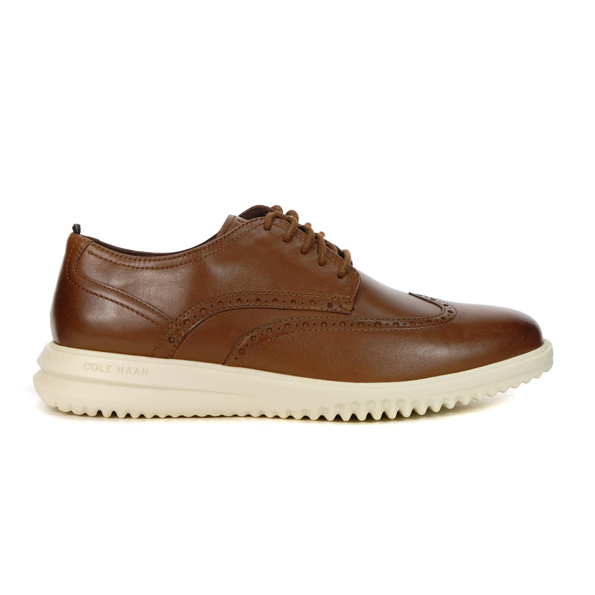 Cole Haan Men's Grand+ Tan/Ivory Leather Wingtip Oxfords - WOOKI.COM