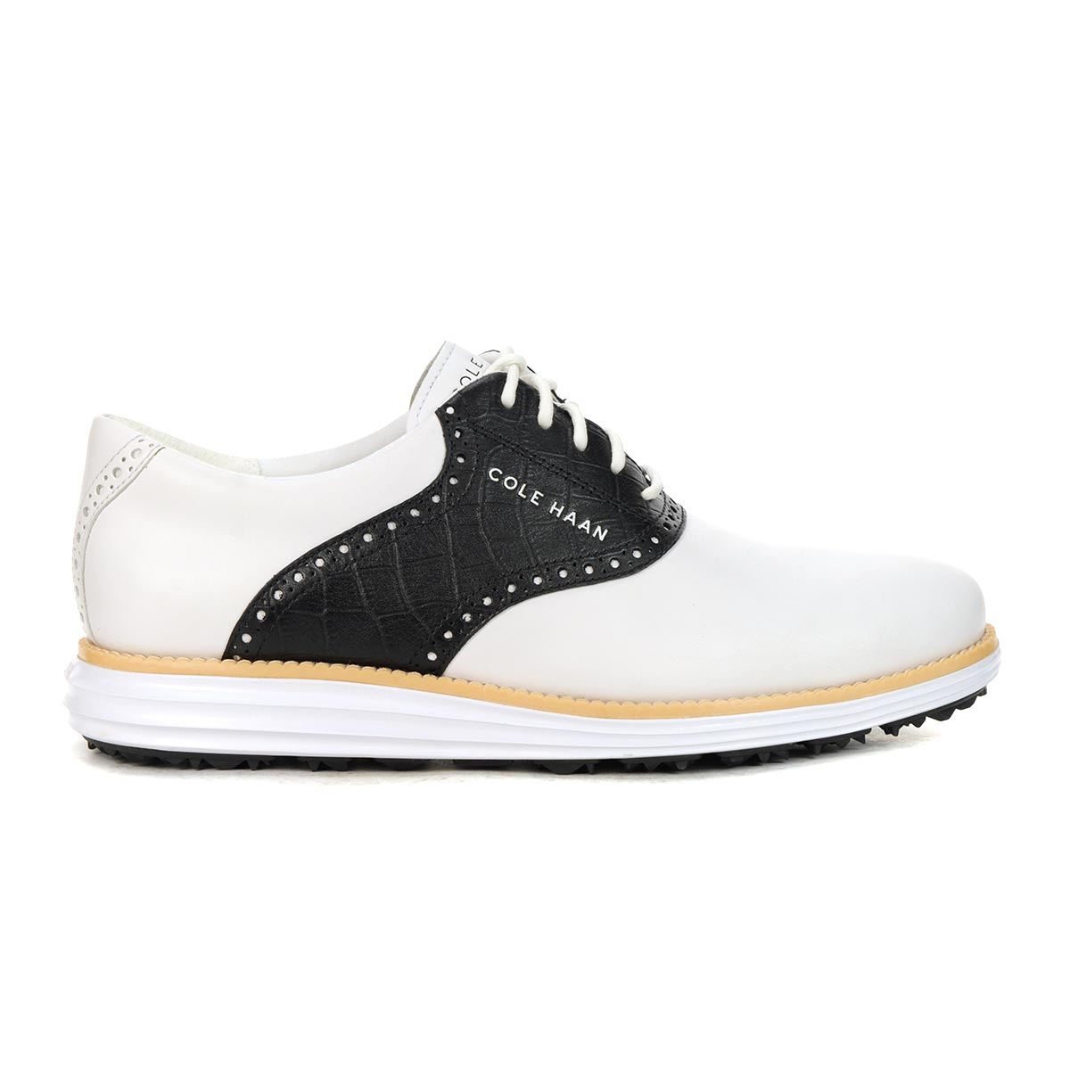 Cole Haan Men's OriginalGrand Saddle White/Black Croc Print Dress Golf ...