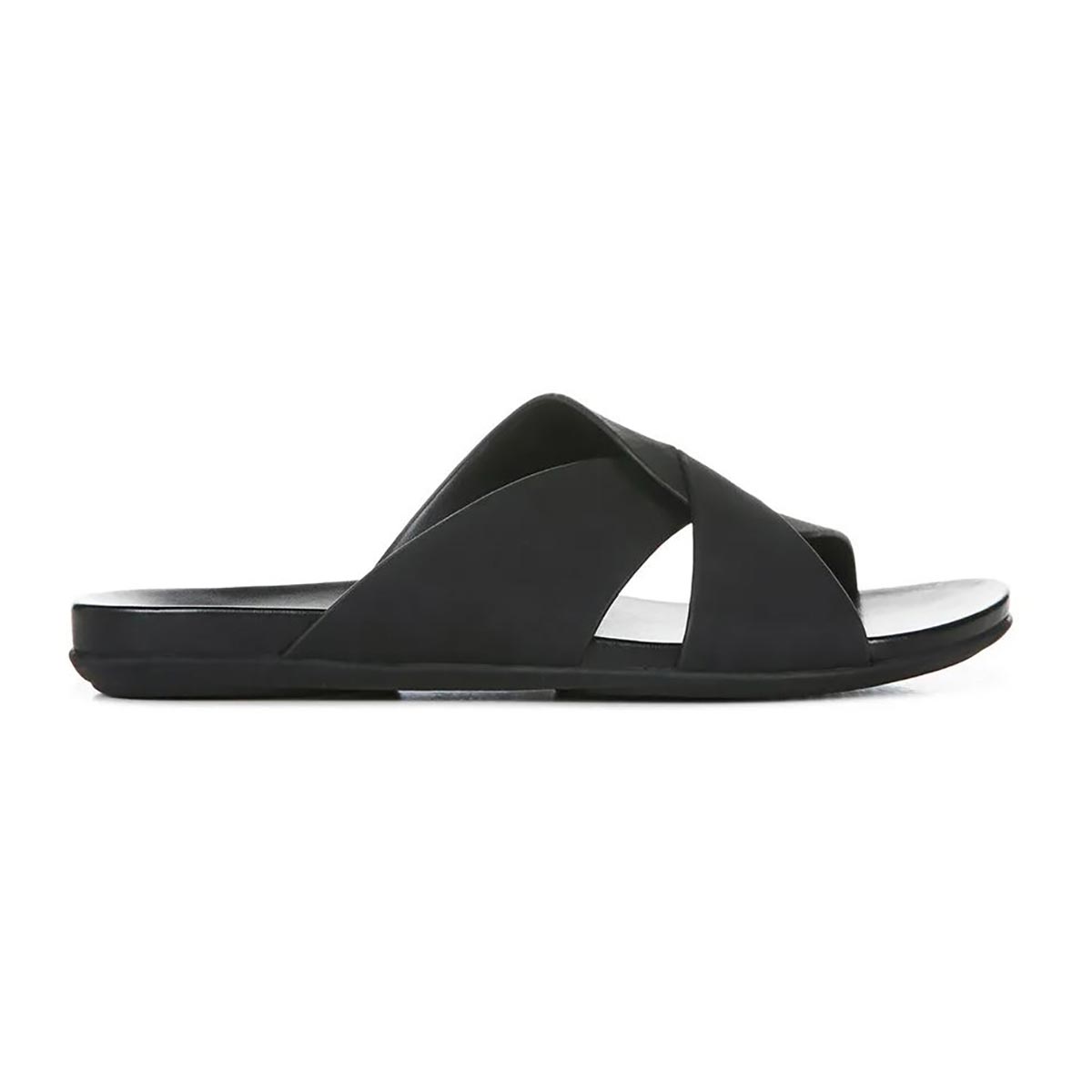 Naturalizer Genn Flight Black Nubuck Leather Slide Sandals - WOOKI.COM
