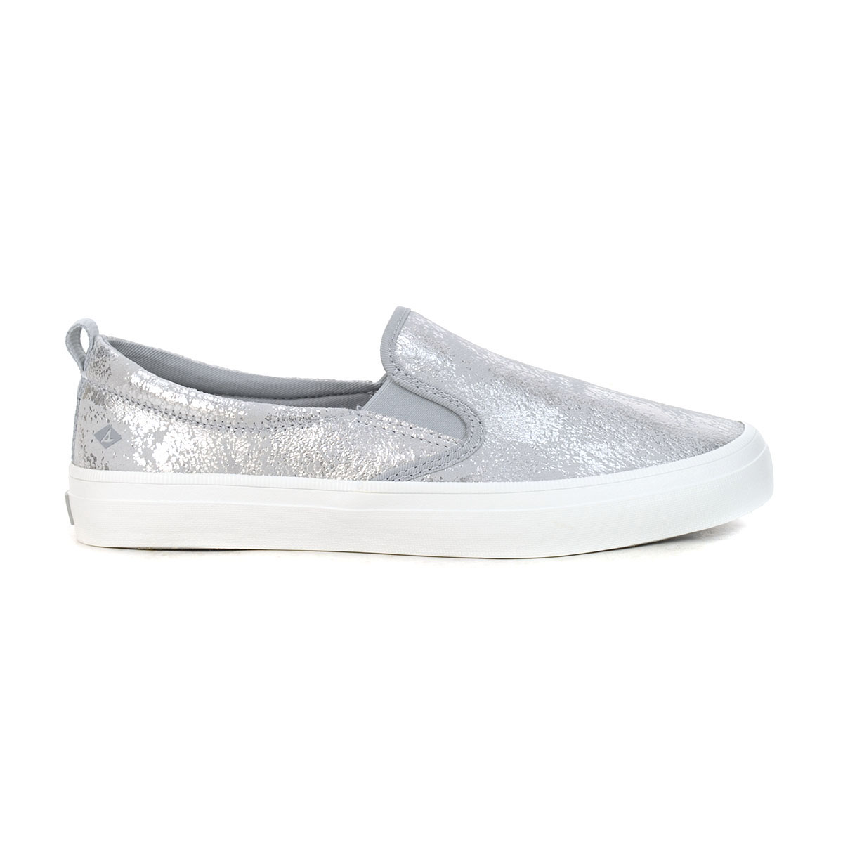 Sperry Women's Crest Twin Gore Silver Metallic Slip-On Sneakers STS88280