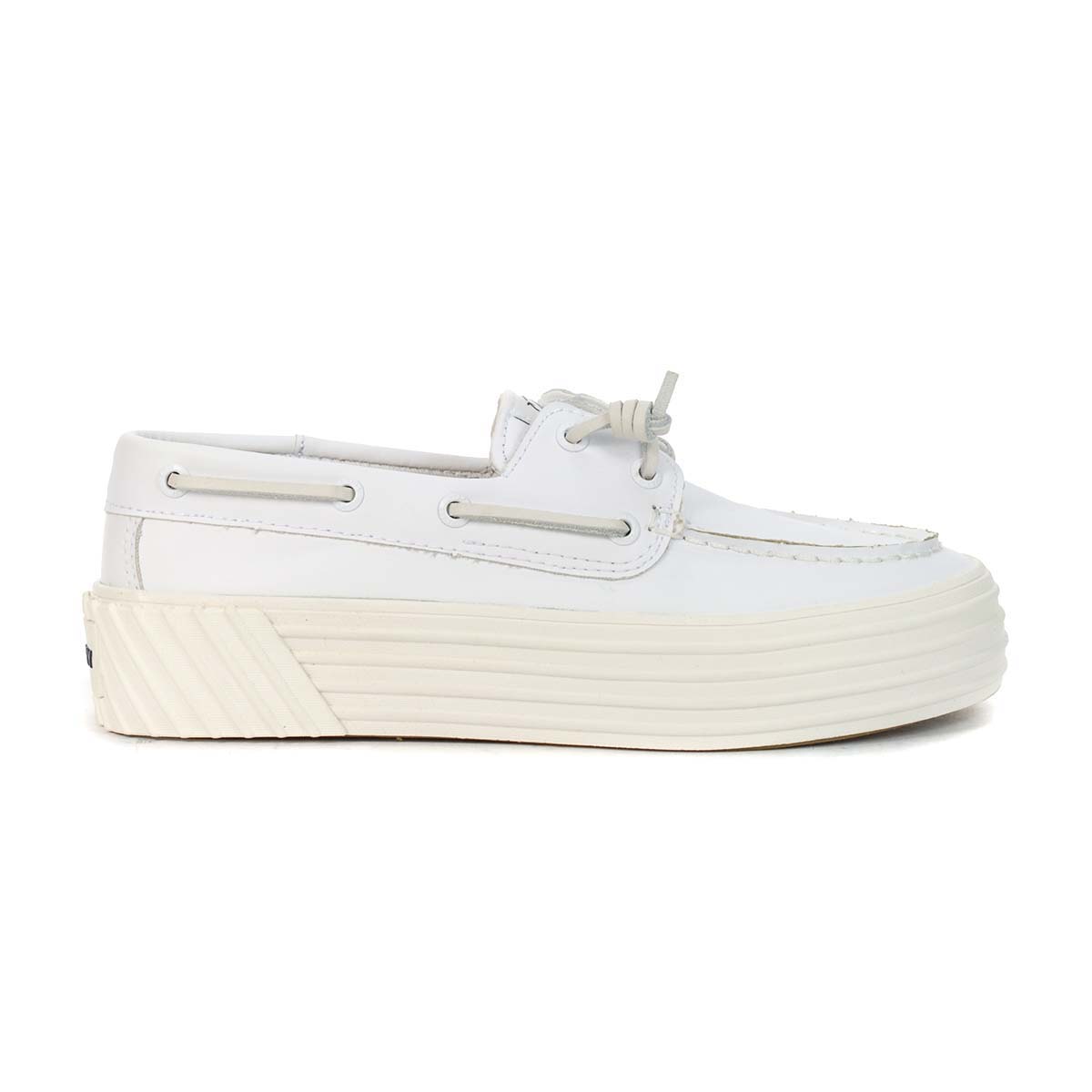Sperry Women's Bahama 2.0 White Leather Platform Sneakers STS88865