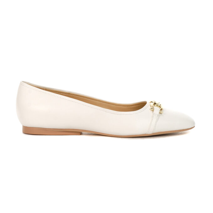 Naturalizer Charlotte Warm White Leather Ballet Flats I9172L1100