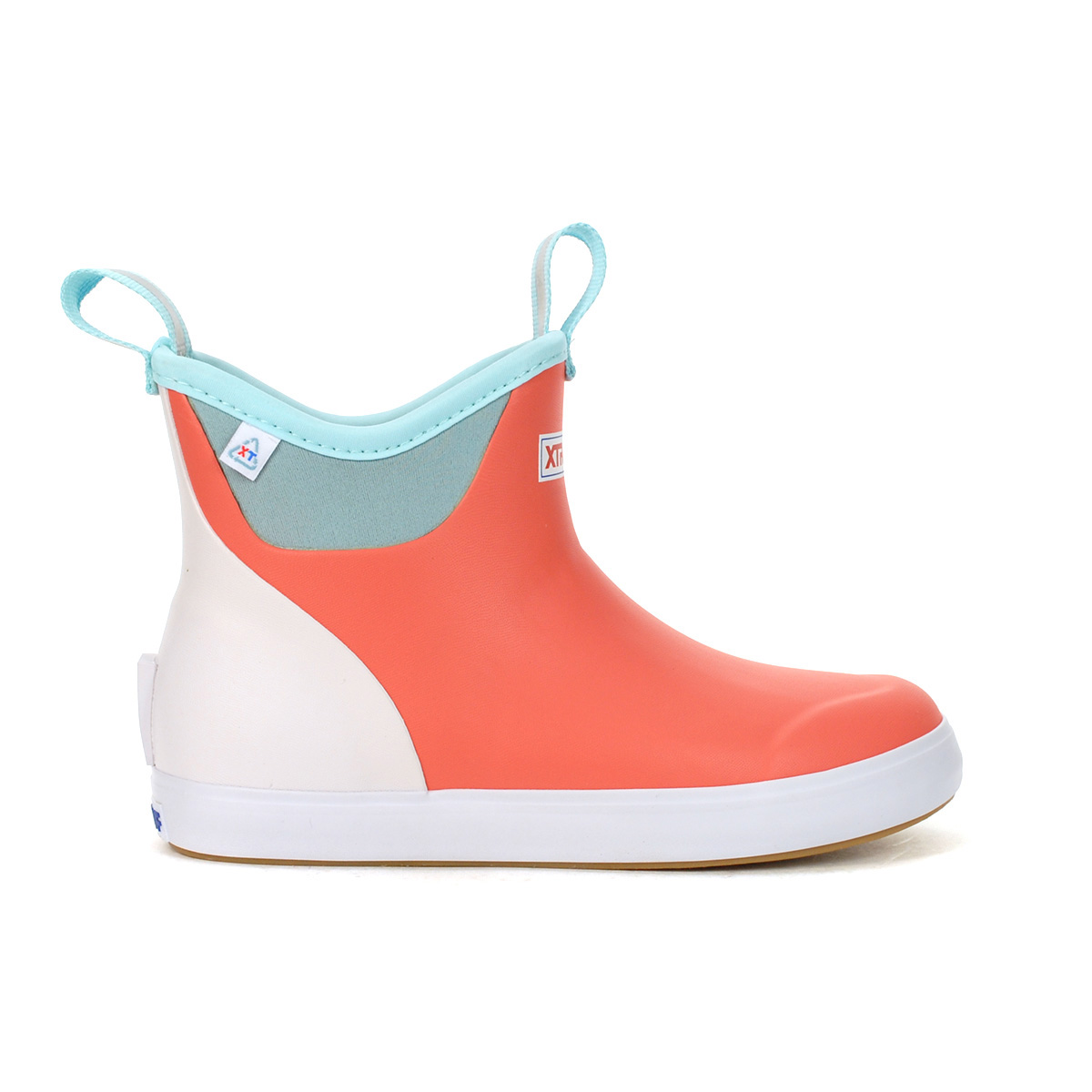 XTRATUF Women's 6″ Coral/White Ankle Deck Boots XWAB7EC - WOOKI.COM