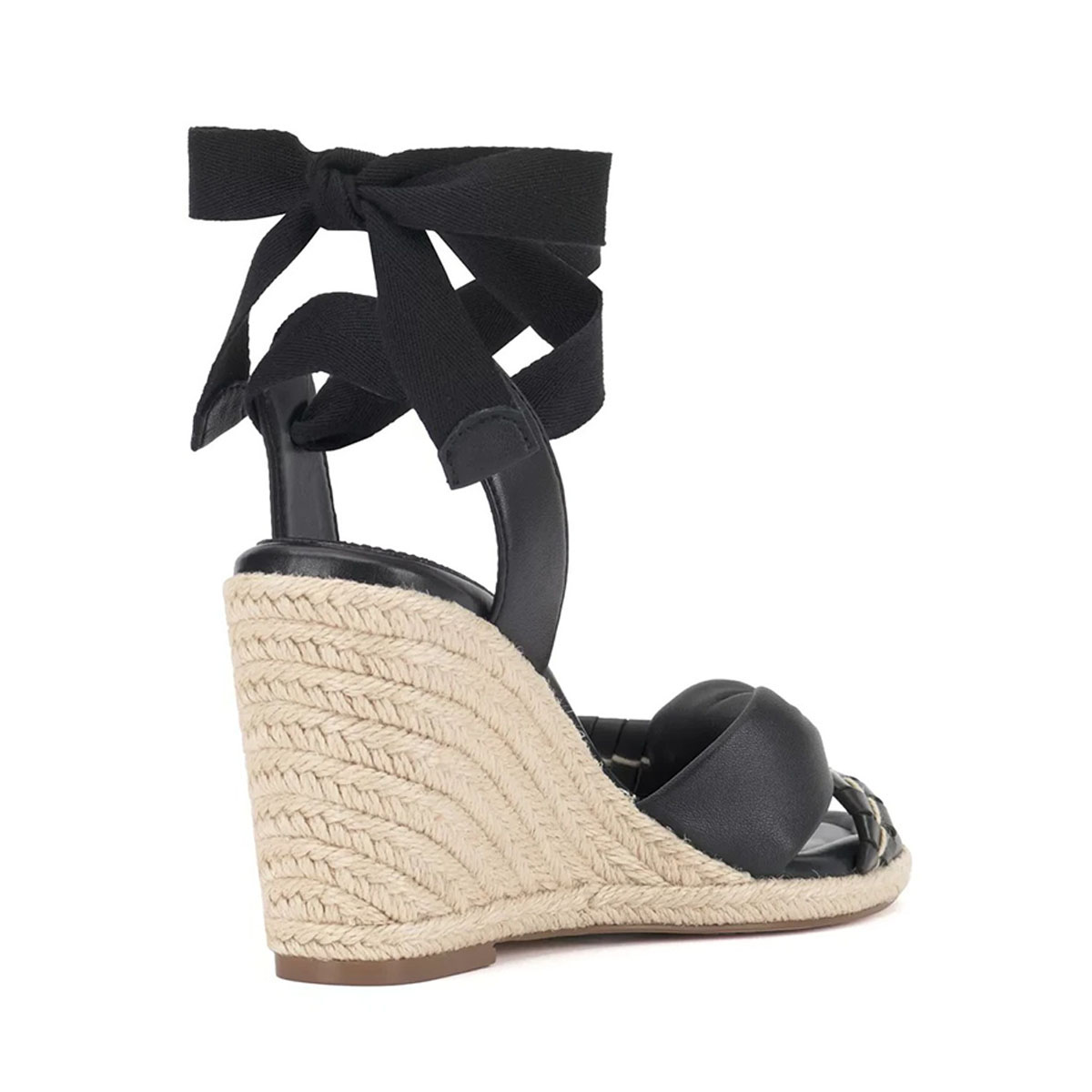 Vince Camuto Floriana Black Leather Wedge Sandals - WOOKI.COM