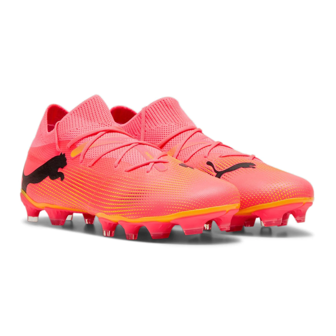 PUMA Women's Future 7 Match Sunset Glow/Black/Sun Stream Firm Ground Soccer Cleats 10771603 - Image 2