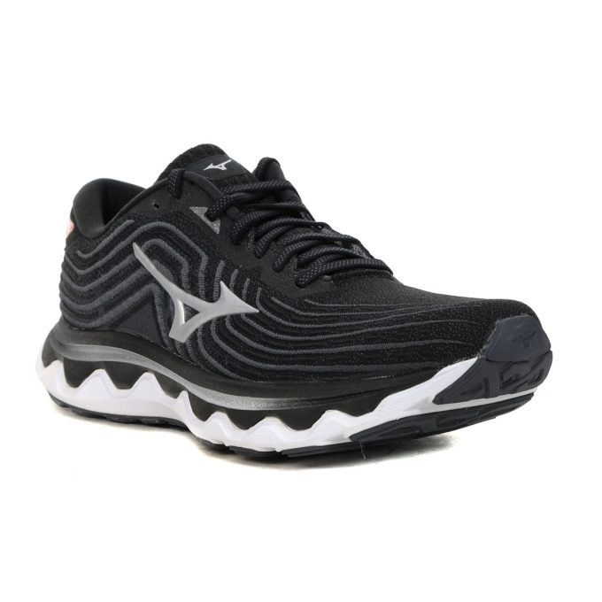 Mizuno Women's Wave Horizon 6 Black/Silver Running Shoes 411354.9073 - Image 2