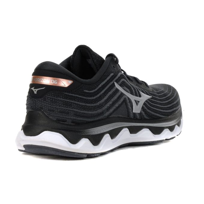 Mizuno Women's Wave Horizon 6 Black/Silver Running Shoes 411354.9073 - Image 3