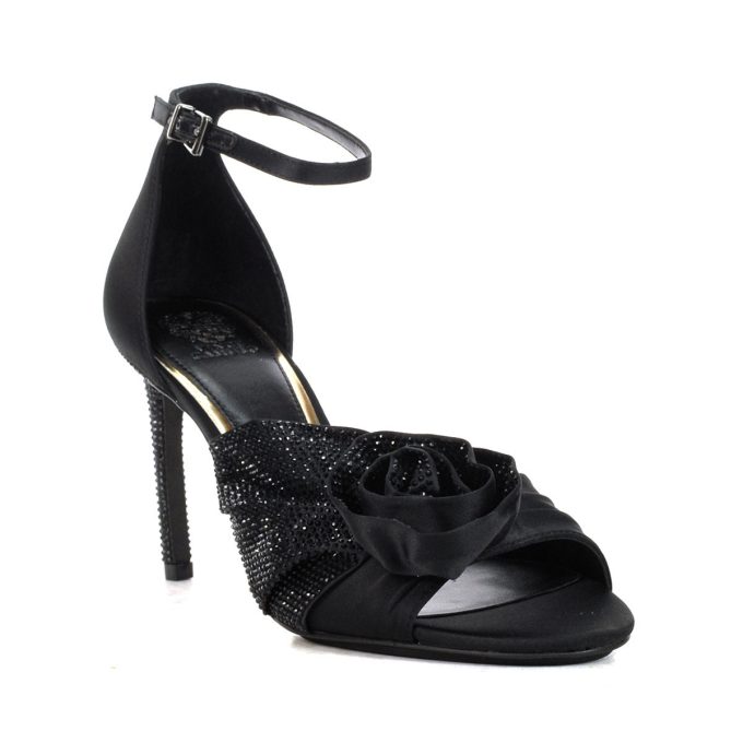 Vince Camuto Adalinea Black Satin Heeled Sandals - Image 2