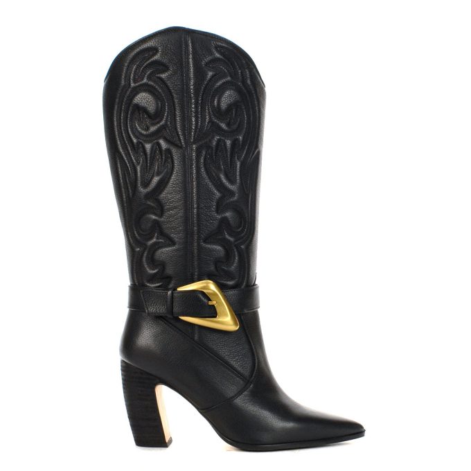 Vince Camuto Biancaa 2 Black Leather Heeled High Boots