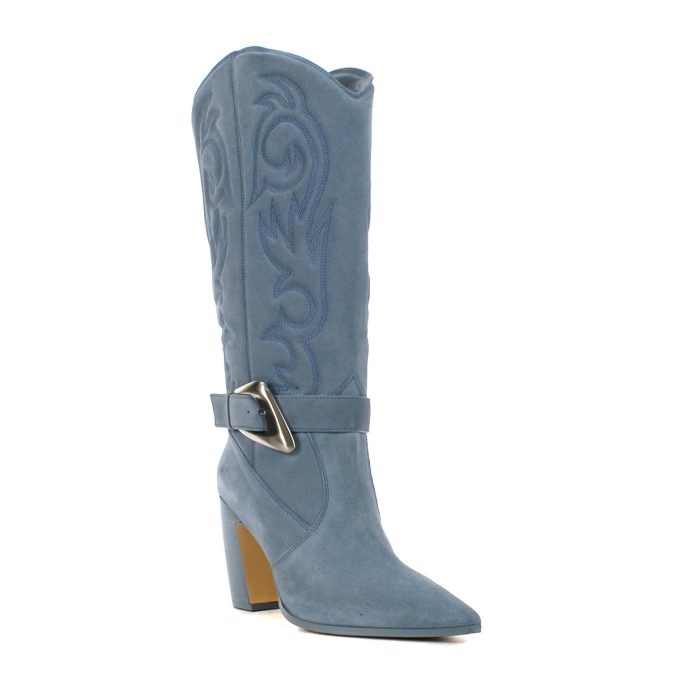 Vince Camuto Biancaa 2 Lagoon Blue Suede Heeled High Boots - Image 2